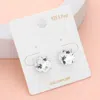 Fashnzfab Round Stone Cushion Stud Earrings - Clear, Silver In Silver