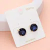 Fashnzfab Round Stone Cushion Stud Earrings In Blue