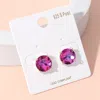 Fashnzfab Round Stone Cushion Stud Earrings In Purple