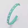 Fashnzfab Round Stone Embellished Colored Cuff Bracelet Mint In Green