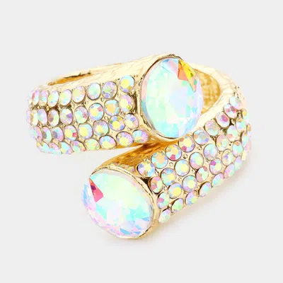 Fashnzfab Round Stone Embellished Hinged Evening Bracelet Ab, Gold