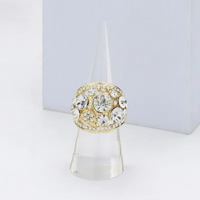 Fashnzfab Round Stone Embellished Stretch Ring In Gold