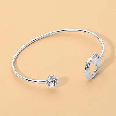 Fashnzfab Round Stone Equestrian Tip Cuff Bracelet In Multi