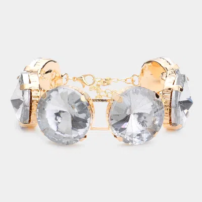 Fashnzfab Round Stone Evening Bracelet Gold