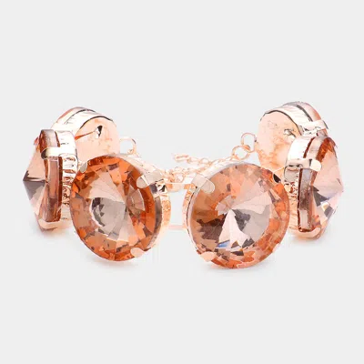 Fashnzfab Round Stone Evening Bracelet Peach In Pink