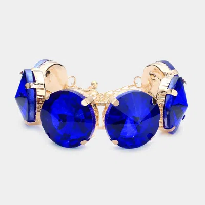 Fashnzfab Round Stone Evening Bracelet Sapphire In Blue