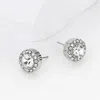 Fashnzfab Round Stone Evening Stud Earringssilver In Silver