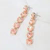 Fashnzfab Round Stone Link Dangle Evening Earrings - Ab, Peach In Orange