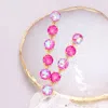Fashnzfab Round Stone Link Dangle Evening Earrings - Coral In Pink