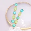 Fashnzfab Round Stone Link Dangle Evening Earrings - Mint In Green