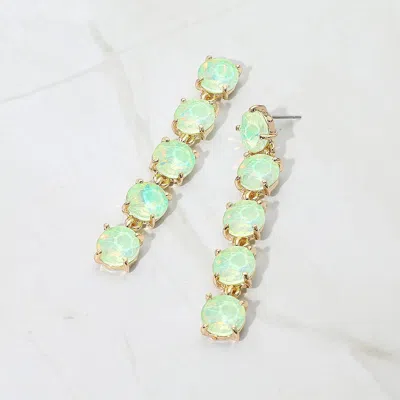 Fashnzfab Round Stone Link Dangle Evening Earrings - Mint, Opal In Green