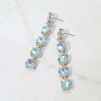 Fashnzfab Round Stone Link Dangle Evening Earrings In Blue