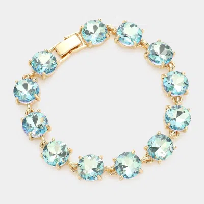 Fashnzfab Round Stone Link Evening Bracelet Ab, Aqua In Blue
