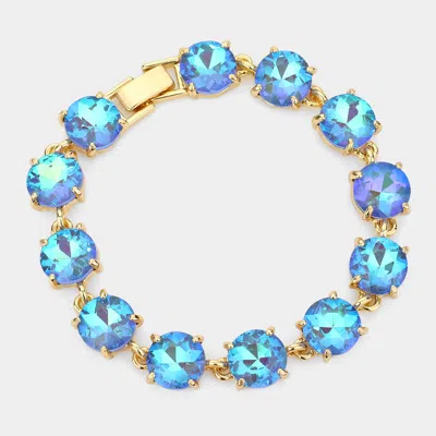Fashnzfab Round Stone Link Evening Bracelet Ab, Blue In Multi