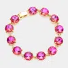 Fashnzfab Round Stone Link Evening Bracelet Ab, Dark, Pink In Multi