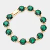 Fashnzfab Round Stone Link Evening Bracelet Ab, Emerald In Green