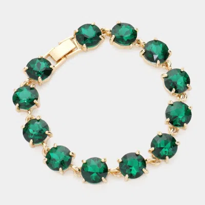 Fashnzfab Round Stone Link Evening Bracelet Ab, Emerald In Green