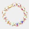 Fashnzfab Round Stone Link Evening Bracelet Ab, Gold In Multi