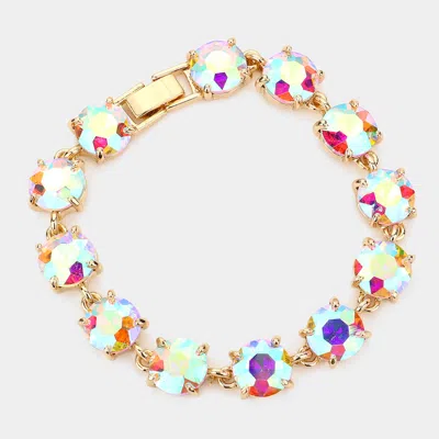 Fashnzfab Round Stone Link Evening Bracelet Ab, Gold In Multi
