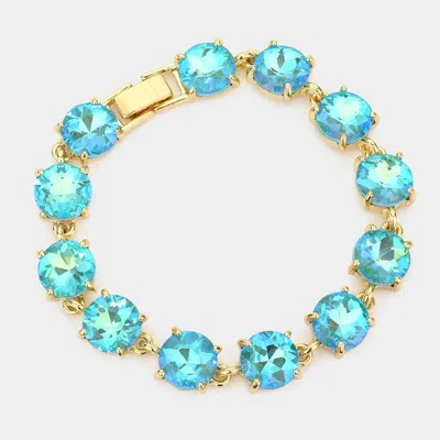 Fashnzfab Round Stone Link Evening Bracelet Ab, Mint In Multi