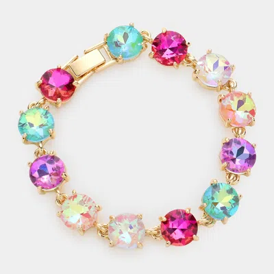 Fashnzfab Round Stone Link Evening Bracelet Ab, Multi