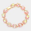 Fashnzfab Round Stone Link Evening Bracelet Ab, Pink In Multi