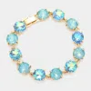 Fashnzfab Round Stone Link Evening Bracelet Aqua In Blue
