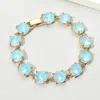 Fashnzfab Round Stone Link Evening Bracelet Aqua, Opal In Multi
