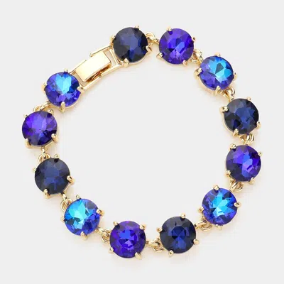 Fashnzfab Round Stone Link Evening Bracelet Blue