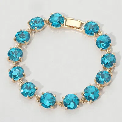 Fashnzfab Round Stone Link Evening Bracelet In Blue