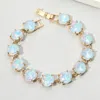 Fashnzfab Round Stone Link Evening Bracelet Blue, Opal In Multi