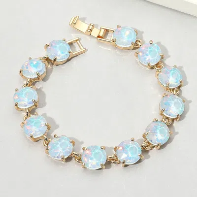 Fashnzfab Round Stone Link Evening Bracelet Blue, Opal In Multi