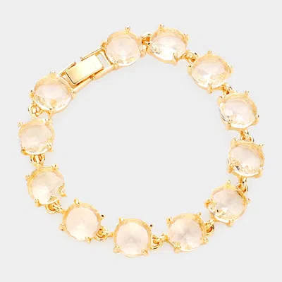 Fashnzfab Round Stone Link Evening Bracelet Clear, Gold In Multi