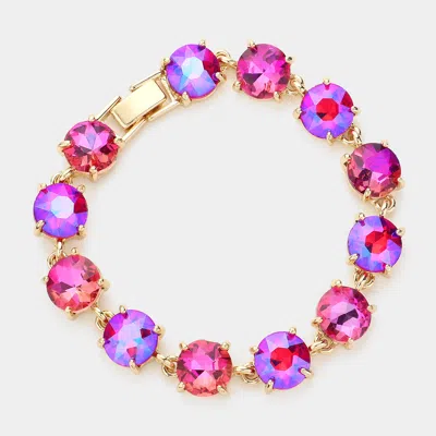 Fashnzfab Round Stone Link Evening Bracelet Fuchsia, Multi