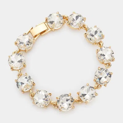 Fashnzfab Round Stone Link Evening Bracelet Gold In Silver