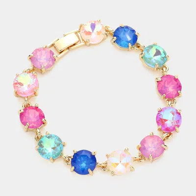 Fashnzfab Round Stone Link Evening Bracelet Light, Multi