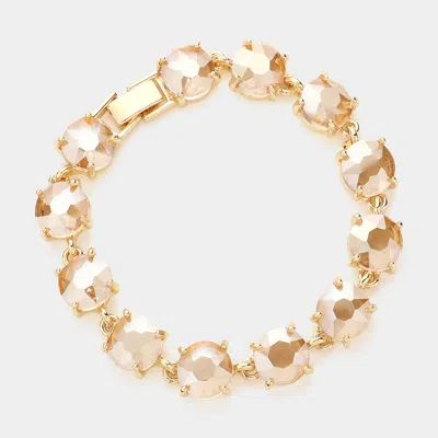 Fashnzfab Round Stone Link Evening Bracelet Lt Col Topaz In Multi