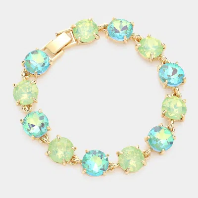 Fashnzfab Round Stone Link Evening Bracelet Mint In Multi