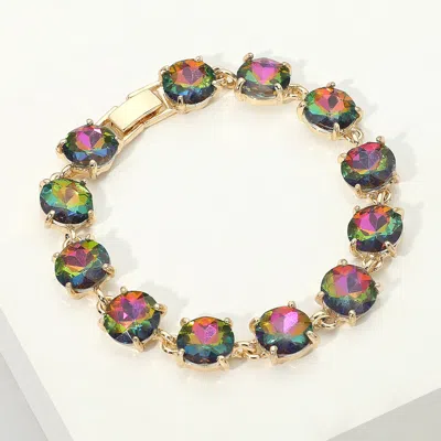Fashnzfab Round Stone Link Evening Bracelet In Multi