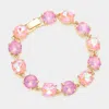 Fashnzfab Round Stone Link Evening Bracelet Pink In Pink
