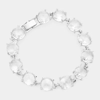 Fashnzfab Round Stone Link Evening Bracelet Silver