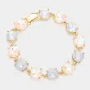 Fashnzfab Round Stone Link Evening Bracelet White In White