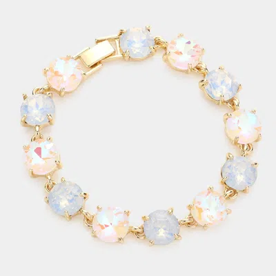 Fashnzfab Round Stone Link Evening Bracelet White
