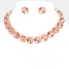 Fashnzfab Round Stone Link Evening Necklace In Gold