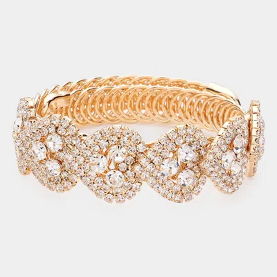 Fashnzfab Round Stone Point Heart Evening Bracelet In Gold