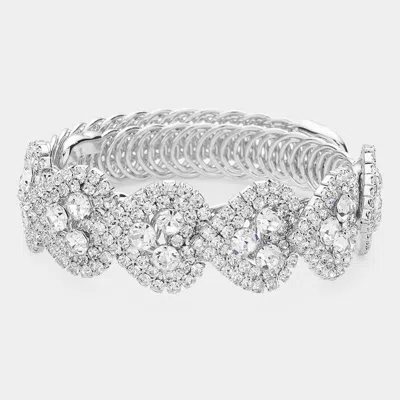 Fashnzfab Round Stone Point Heart Evening Bracelet In Silver