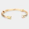 Fashnzfab Round Stone Point Metal Cuff Bracelet Gold In Gold