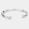 Fashnzfab Round Stone Point Metal Cuff Bracelet Rhodium In Multi