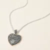 Fashnzfab Round Stone Pointed Antique Metal Heart Pendant Necklace In Metallic