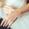 Fashnzfab Round Stone Pointed Hand Chain Evening Bracelet Gold In Gold
